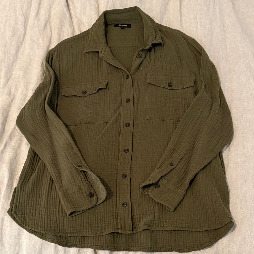 Madewell Dark Olive Casual Button-Down Shirt